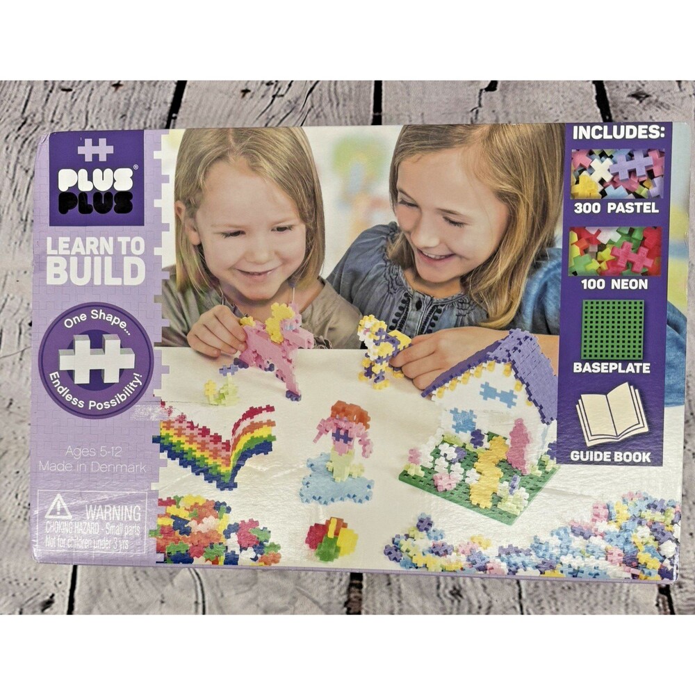 New - Plus-Plus Learn to Build - Pastel & Neon 400 Pcs - Ages 5-12 | 1+ players